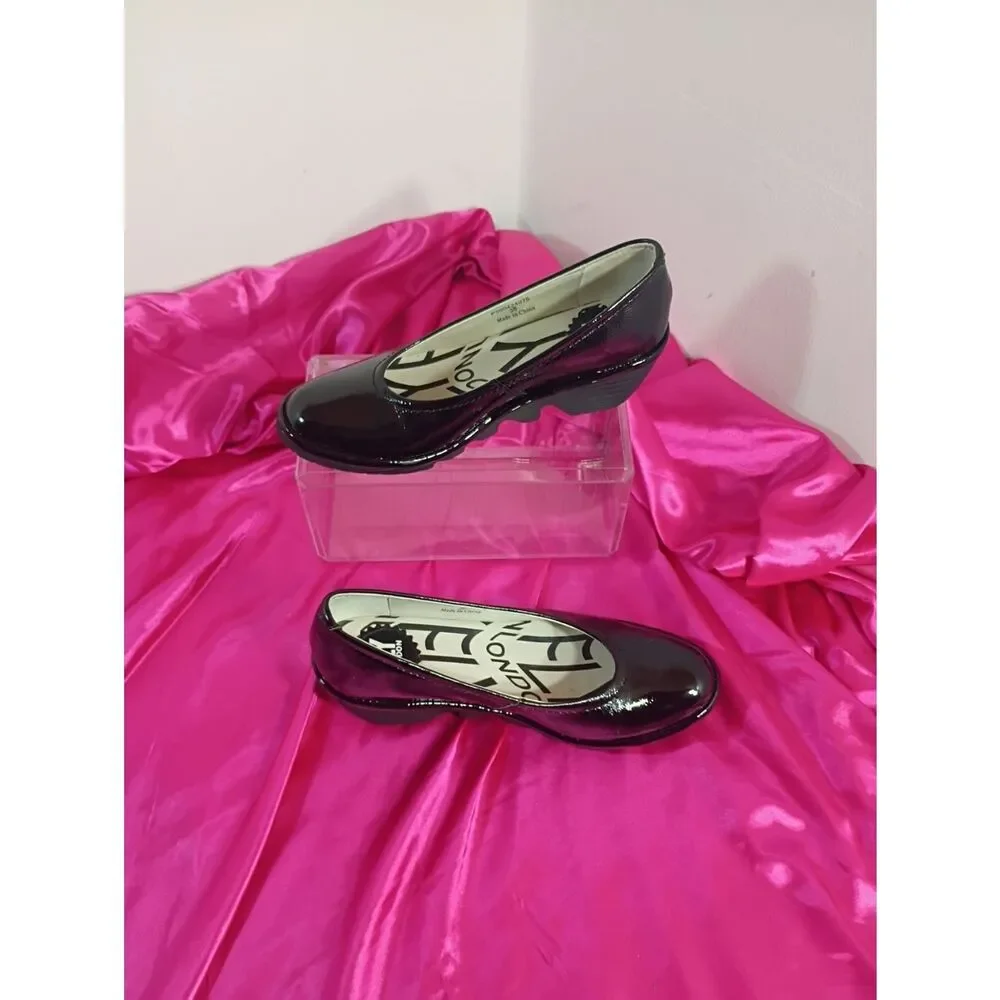 FLY London Black Patent Leather Yaz Wedge Pump Women's EU Size 36 US 5.5-6.
